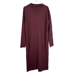 COS 100% Wool Maxi Dress Women’s Size Large Burnt Red Long Sleeve Mock Neck NWT
